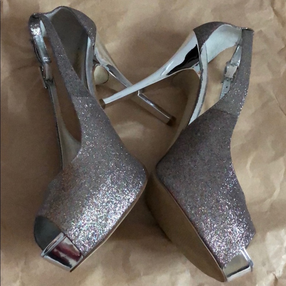 GUESS Silver with multi/glitter heels|Size 10M